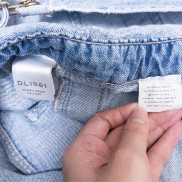 DL1961 Emilie Denim Overall S Lt Seaglass Vintage Cargo Cropped Tapered - Picture 15 of 16